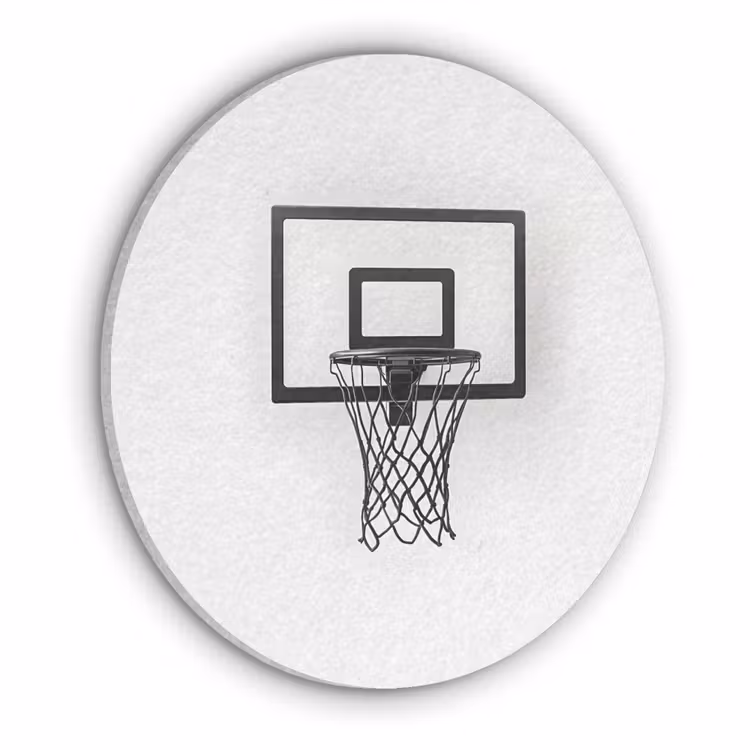 Basketbalbord - Minimalistisch - Zwart Akoestische PET Vilt - Rond klein -3d