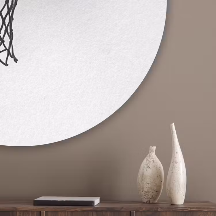 Basketbalbord - Minimalistisch - Zwart Akoestische PET Vilt - Rond klein -sfeer5_closeup