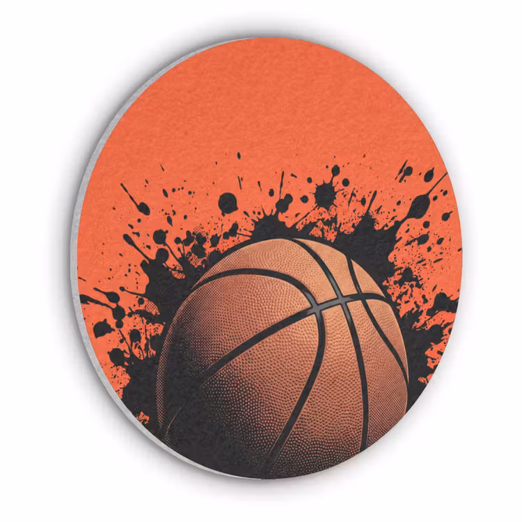 Basketbal - Verf - Sport - Oranje Akoestische PET Vilt - Rond klein -3d