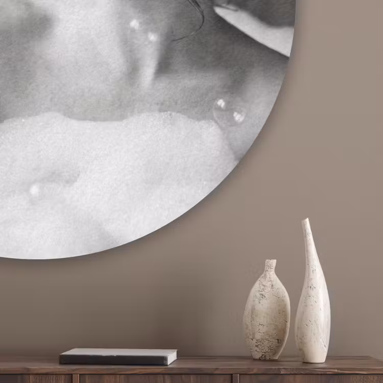 Bad - Bubbels - Zwart - Wit Akoestische PET Vilt - Rond klein -sfeer5_closeup