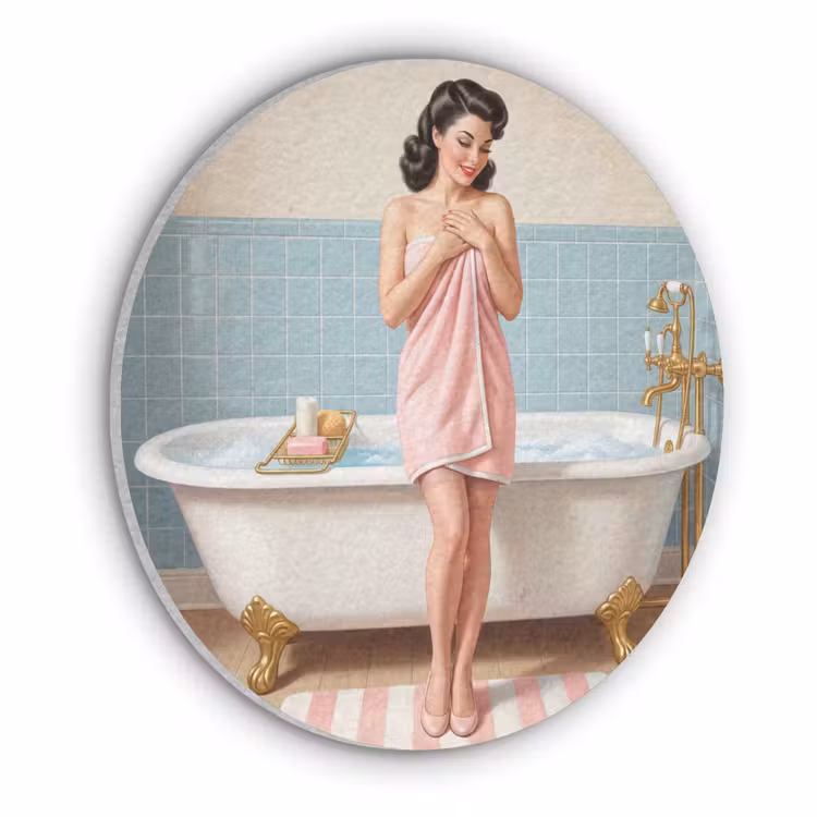 Badkamer - Vrouw - Roze Akoestische PET Vilt - Rond klein -3d