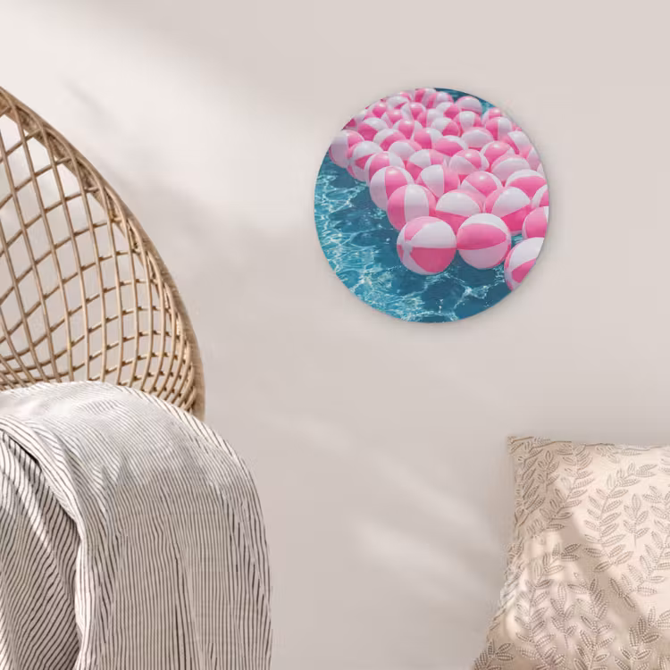 Strandballen - Roze - Water Akoestische PET Vilt - Rond klein -sfeer4