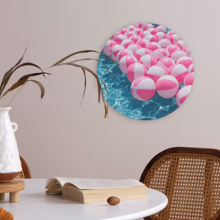 Strandballen - Roze - Water Akoestische PET Vilt - Rond klein -sfeer3