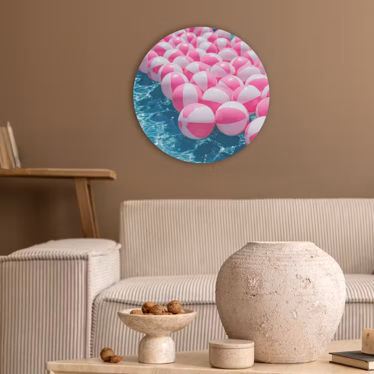 Strandballen - Roze - Water Akoestische PET Vilt - Rond klein -sfeer1