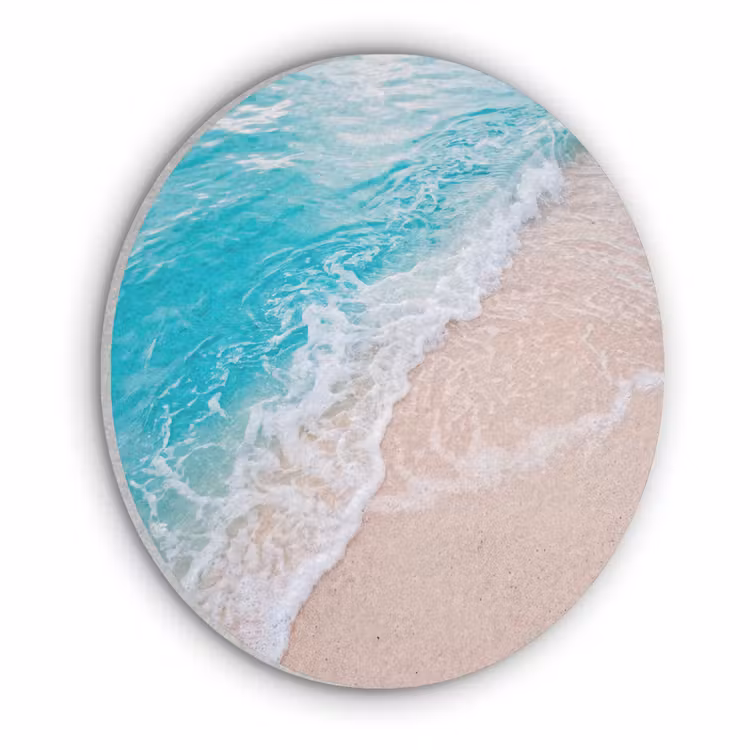 Strand - Zee - Golf - Natuur - Blauw Akoestische PET Vilt - Rond klein -3d