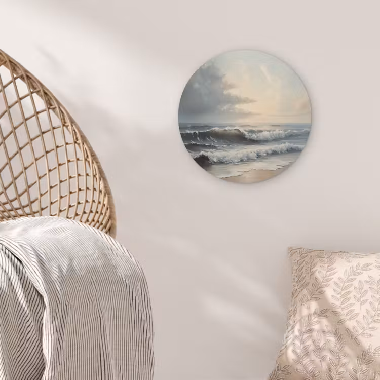 Strand - Zee - Zonsondergang Akoestische PET Vilt - Rond klein -sfeer4