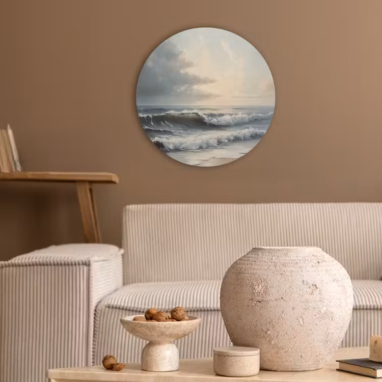 Strand - Zee - Zonsondergang Akoestische PET Vilt - Rond klein -sfeer1
