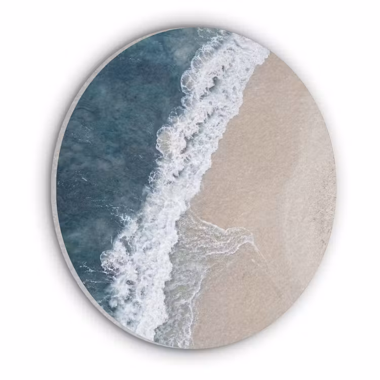 Strand - Zee - Golven Akoestische PET Vilt - Rond klein -3d