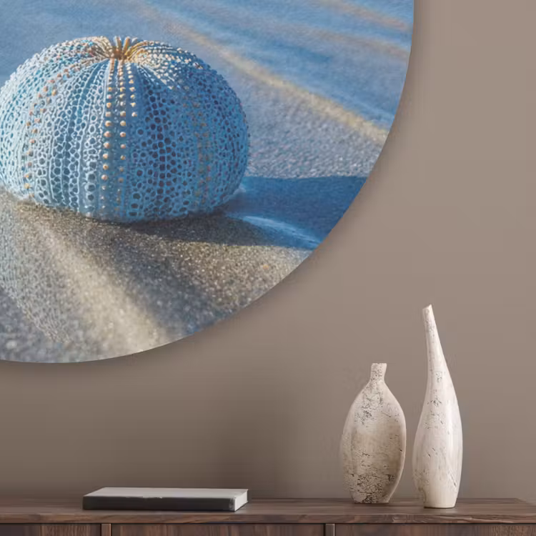 Strand - Schild - Water - Blauw Akoestische PET Vilt - Rond klein -sfeer5_closeup