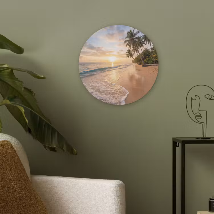 Strand - Zonsondergang - Tropisch - Natuur - Goud Akoestische PET Vilt - Rond klein -sfeer2
