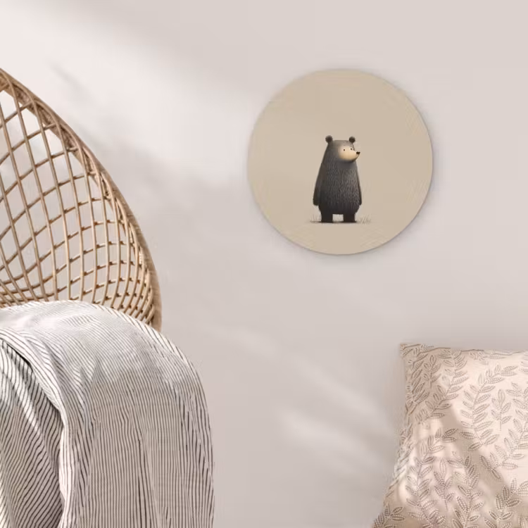 Beer - Donkerbruin - Minimalistisch Akoestische PET Vilt - Rond klein -sfeer4