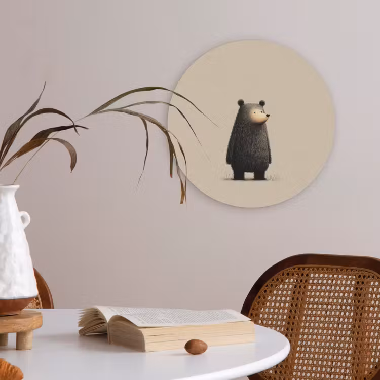 Beer - Donkerbruin - Minimalistisch Akoestische PET Vilt - Rond klein -sfeer3