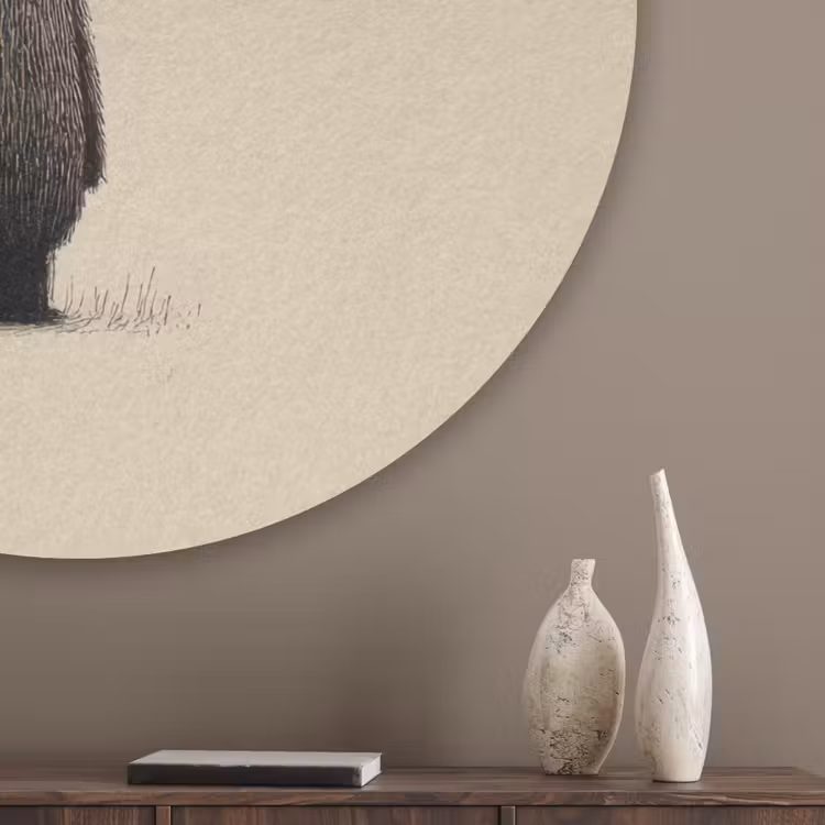 Beer - Donkerbruin - Minimalistisch Akoestische PET Vilt - Rond klein -sfeer5_closeup