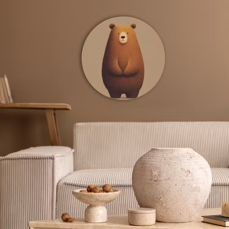 Beer - Minimalistisch - Bruin Akoestische PET Vilt - Rond klein -sfeer1