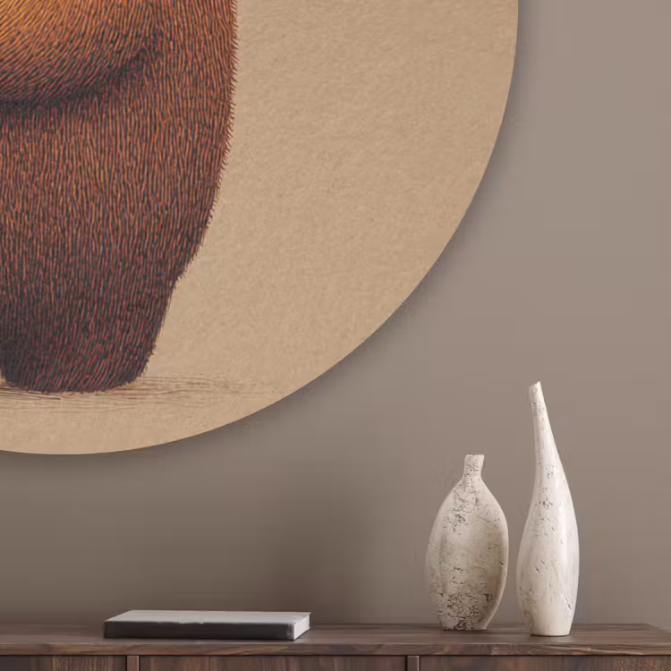 Beer - Minimalistisch - Bruin Akoestische PET Vilt - Rond klein -sfeer5_closeup