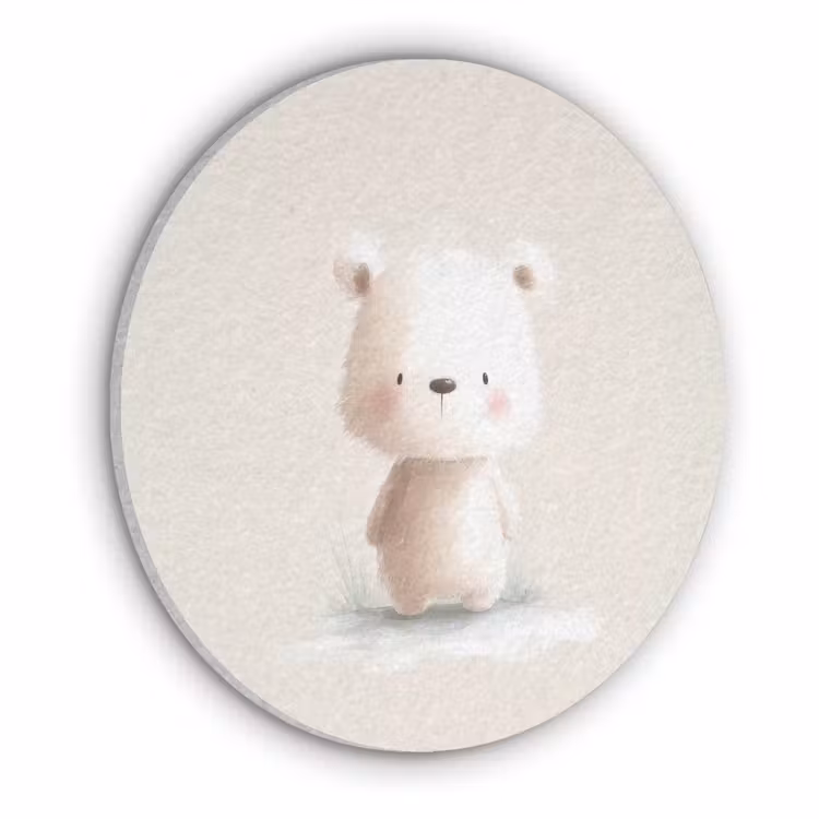 Beertje - Sneeuwvlokje - Wit - Pluizig Akoestische PET Vilt - Rond klein -3d