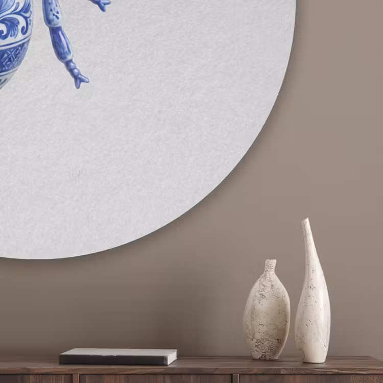 Bij - Modern - Delfts - Blauw Akoestische PET Vilt - Rond klein -sfeer5_closeup