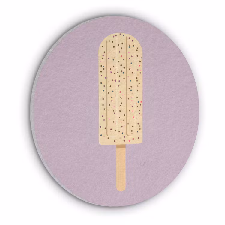 Beige - Ijsje - Spikkels Akoestische PET Vilt - Rond klein -3d