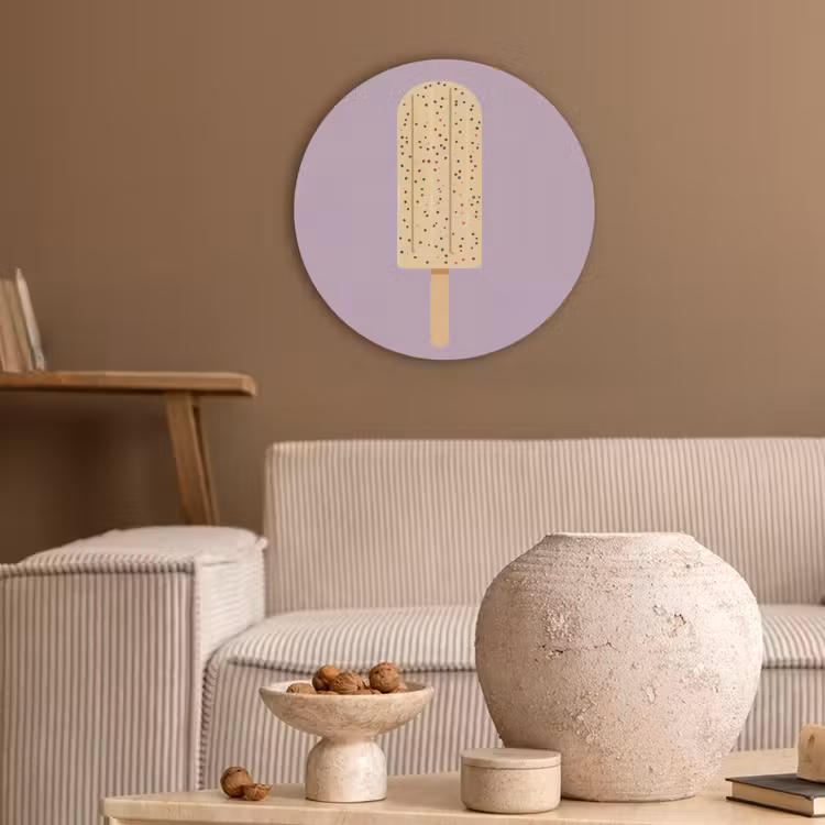 Beige - Ijsje - Spikkels Akoestische PET Vilt - Rond klein -sfeer1