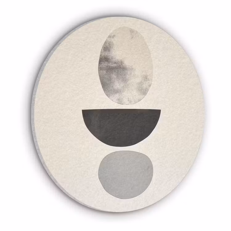 Beige - Japandi - Wabi sabi Akoestische PET Vilt - Rond klein -3d