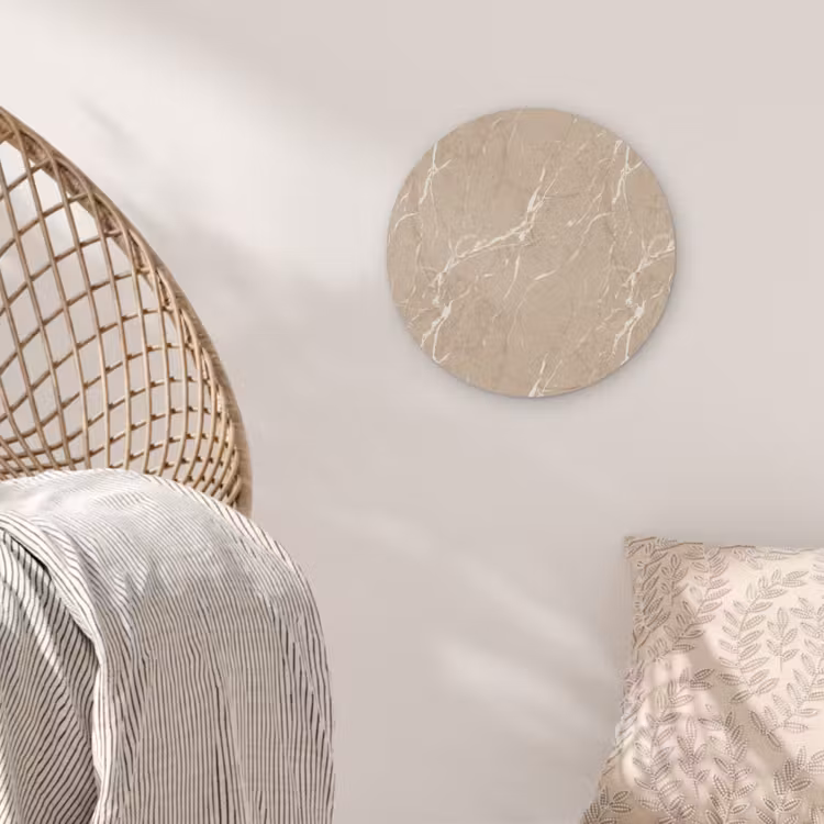 Beige - Marmer - Organisch - Wit Akoestische PET Vilt - Rond klein 838 -sfeer4
