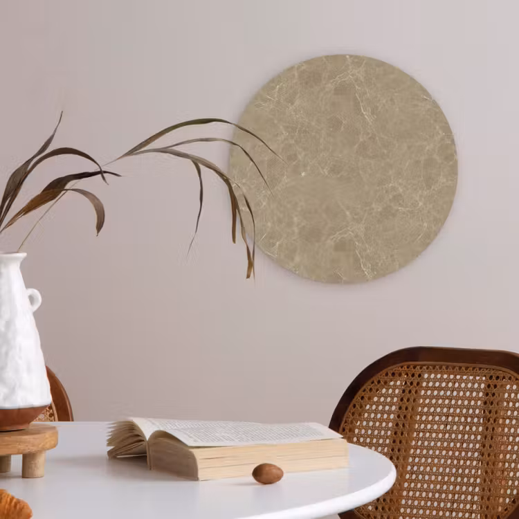 Beige - Marmer - Witte aders Akoestische PET Vilt - Rond klein 838 -sfeer3