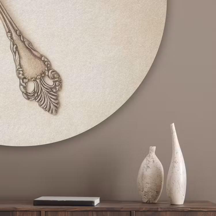 Beige - Vintage - Bestek Akoestische PET Vilt - Rond klein -sfeer5_closeup