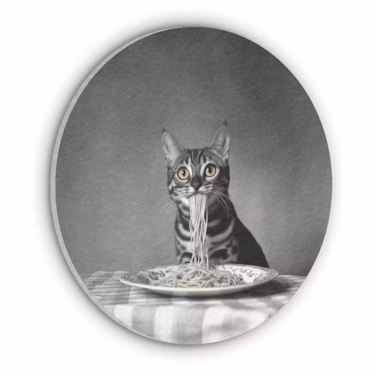Bengaal - Kat - Tafelkleed - Zwart - Wit - Dier Akoestische PET Vilt - Rond klein -3d
