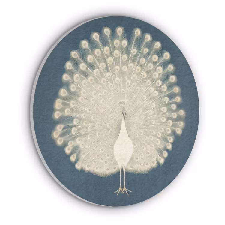 Vogel - Blauw - Vintage Akoestische PET Vilt - Rond klein -3d