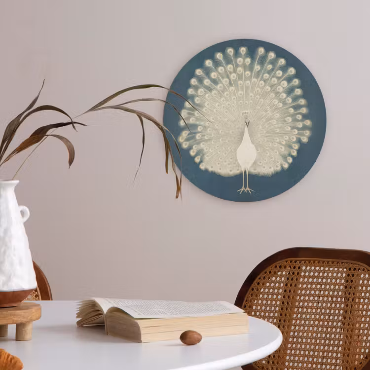 Vogel - Blauw - Vintage Akoestische PET Vilt - Rond klein -sfeer3