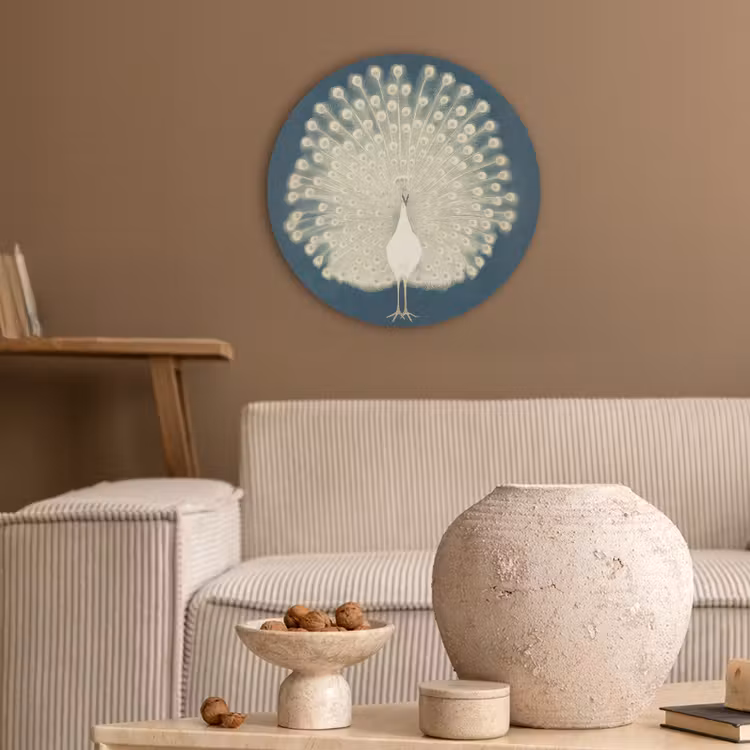 Vogel - Blauw - Vintage Akoestische PET Vilt - Rond klein -sfeer1