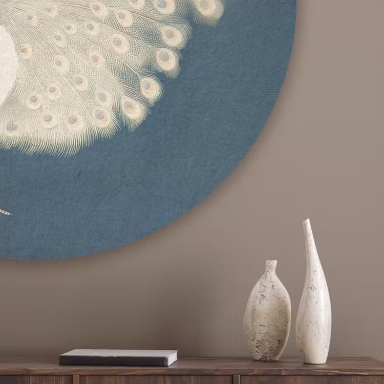 Vogel - Blauw - Vintage Akoestische PET Vilt - Rond klein -sfeer5_closeup