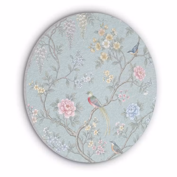 Vogel - Bloemen - Kleurrijk Akoestische PET Vilt - Rond klein -3d
