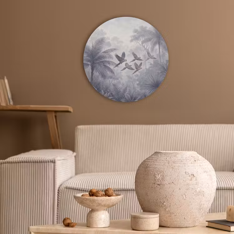 Vogel - Vliegend - Jungle - Vintage - Dieren Akoestische PET Vilt - Rond klein -sfeer1