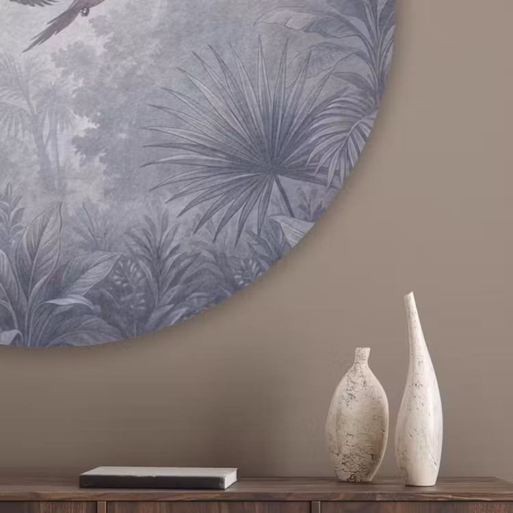 Vogel - Vliegend - Jungle - Vintage - Dieren Akoestische PET Vilt - Rond klein -sfeer5_closeup