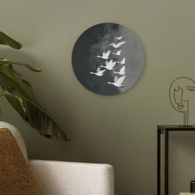 Vogel - Japandi - Groen Akoestische PET Vilt - Rond klein -sfeer2