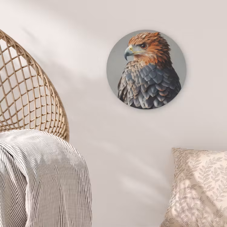 Vogel - Realistisch - Veren - Bruin Akoestische PET Vilt - Rond klein -sfeer4