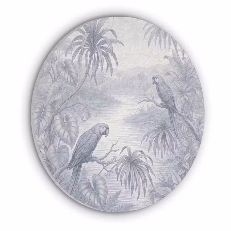 Vogel - Rivier - Tropisch - Illustratie - Blauw Akoestische PET Vilt - Rond klein -3d