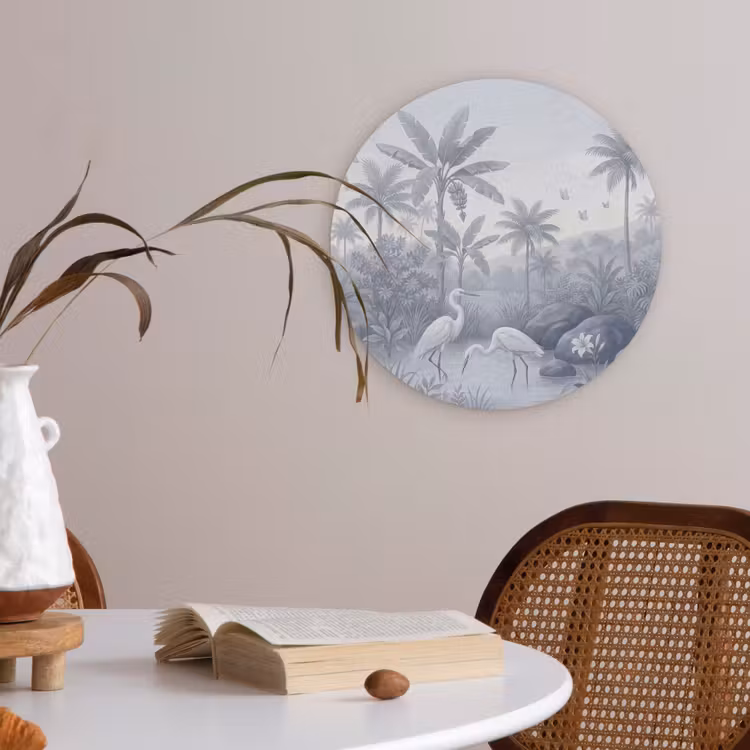 Vogel - Water - Tropisch - Natuur - Blauw Akoestische PET Vilt - Rond klein -sfeer3
