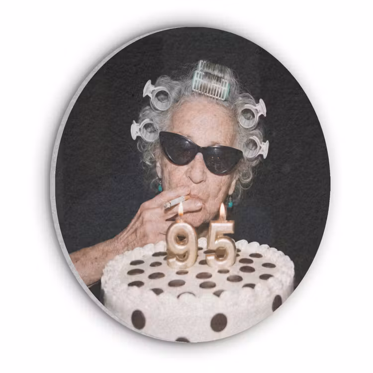 Verjaardag - Krulspeld - Oma Akoestische PET Vilt - Rond klein -3d
