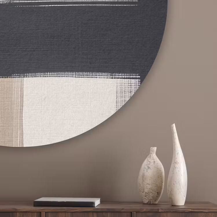 Zwart - Abstract - Japandi Akoestische PET Vilt - Rond klein -sfeer5_closeup