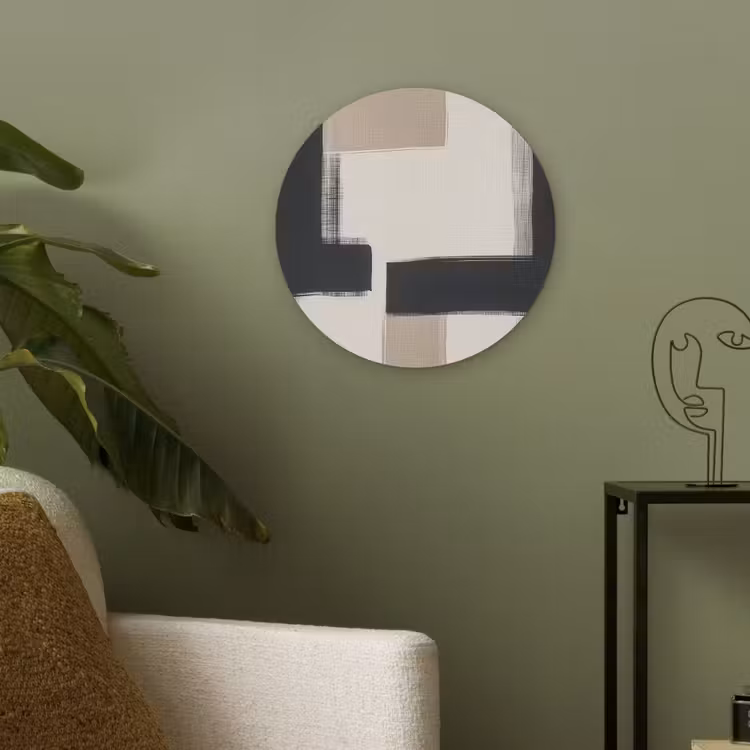 Zwart - Abstract - Japandi Akoestische PET Vilt - Rond klein -sfeer2