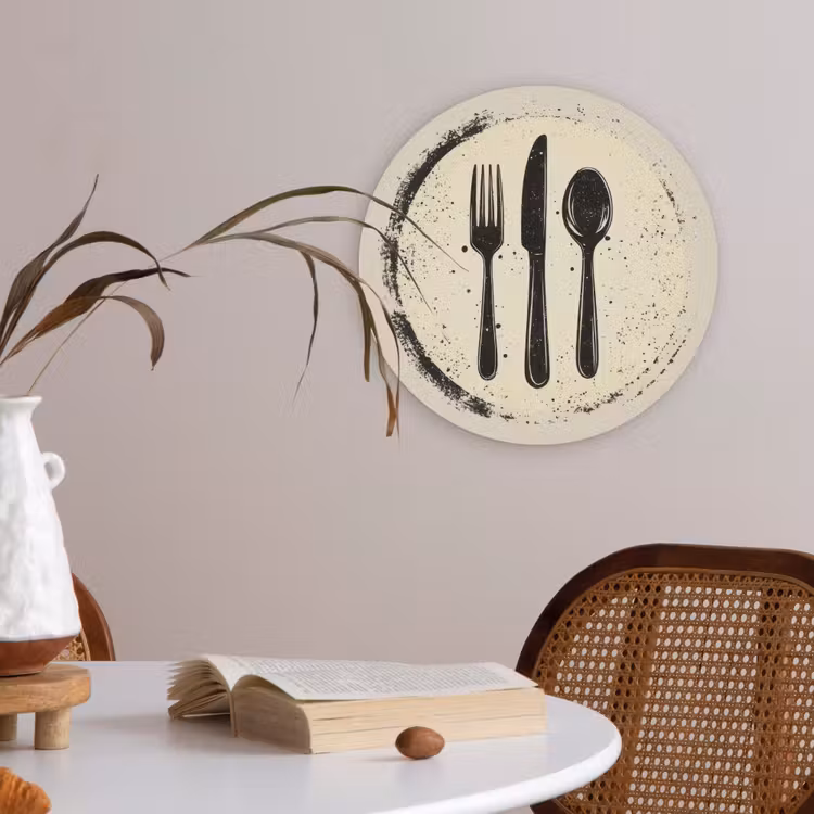 Zwart - Bestek - Rondje Akoestische PET Vilt - Rond klein -sfeer3