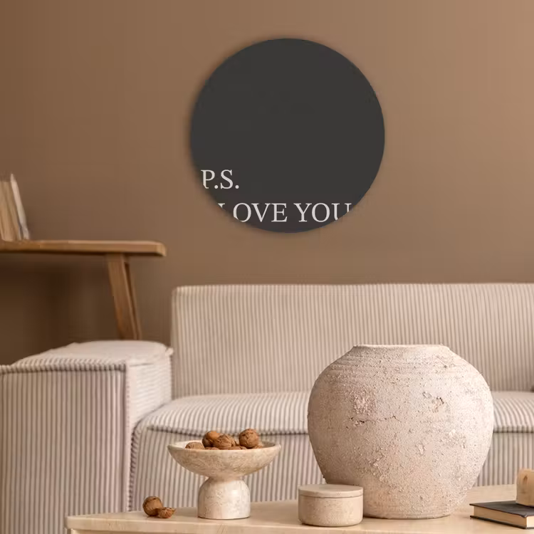 Zwart - Minimalistisch - Valentijn Akoestische PET Vilt - Rond klein -sfeer1