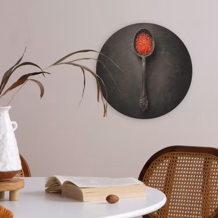 Zwart - Lepel - Caviar Akoestische PET Vilt - Rond klein -sfeer3