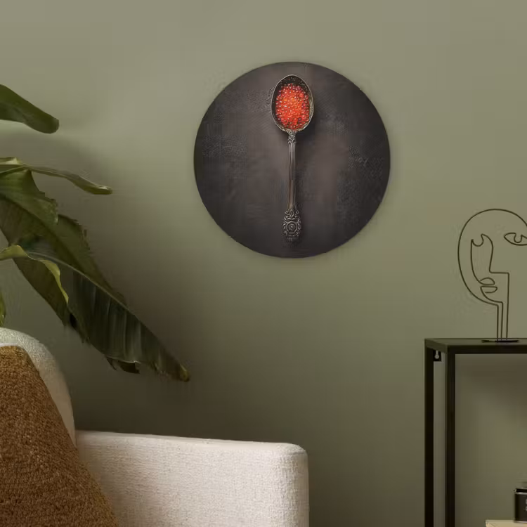 Zwart - Lepel - Caviar Akoestische PET Vilt - Rond klein -sfeer2