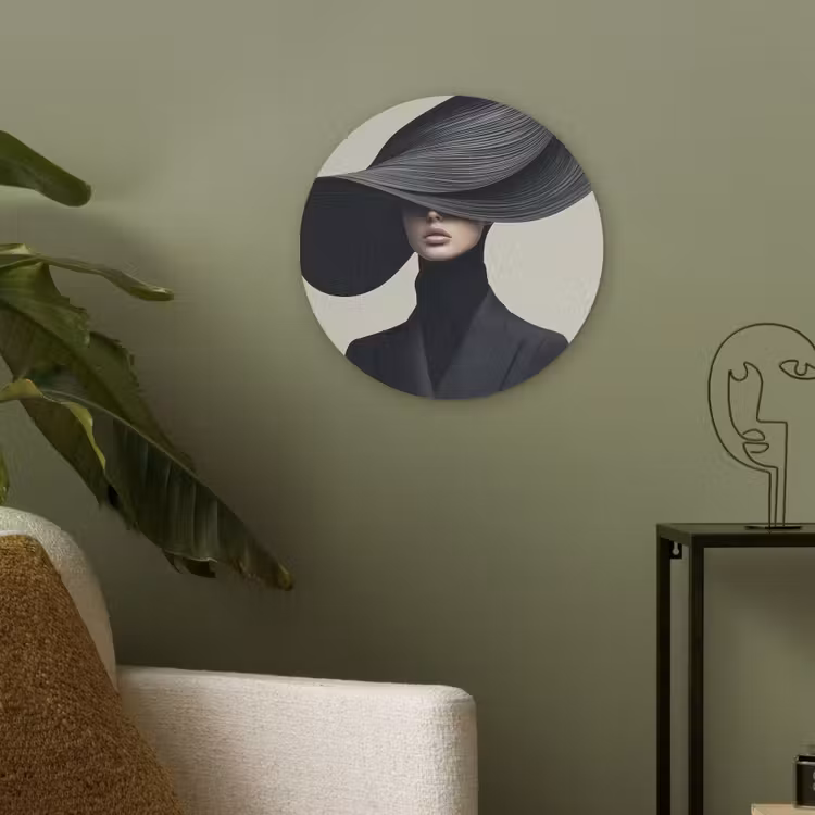 Zwart - Vrouw - Hoed Akoestische PET Vilt - Rond klein -sfeer2