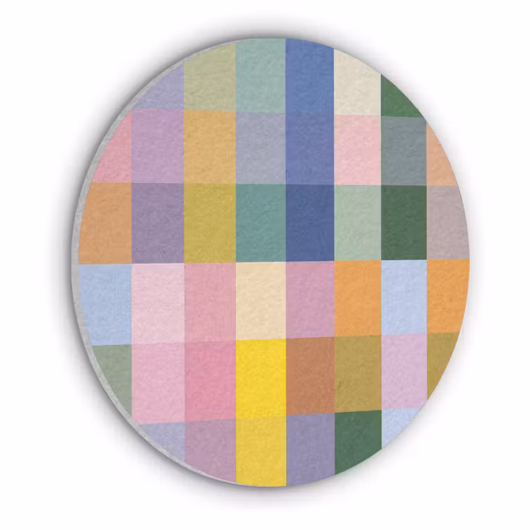 Blokken - Vierkant - Patroon - Gekleurd Akoestische PET Vilt - Rond klein -3d