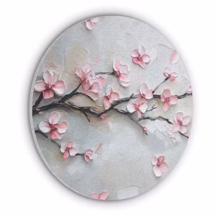 Bloesem - Kunstzinnig - Roze - Sakura Akoestische PET Vilt - Rond klein -3d