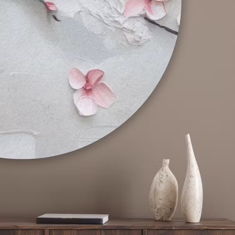 Bloesem - Kunstzinnig - Roze - Sakura Akoestische PET Vilt - Rond klein -sfeer5_closeup